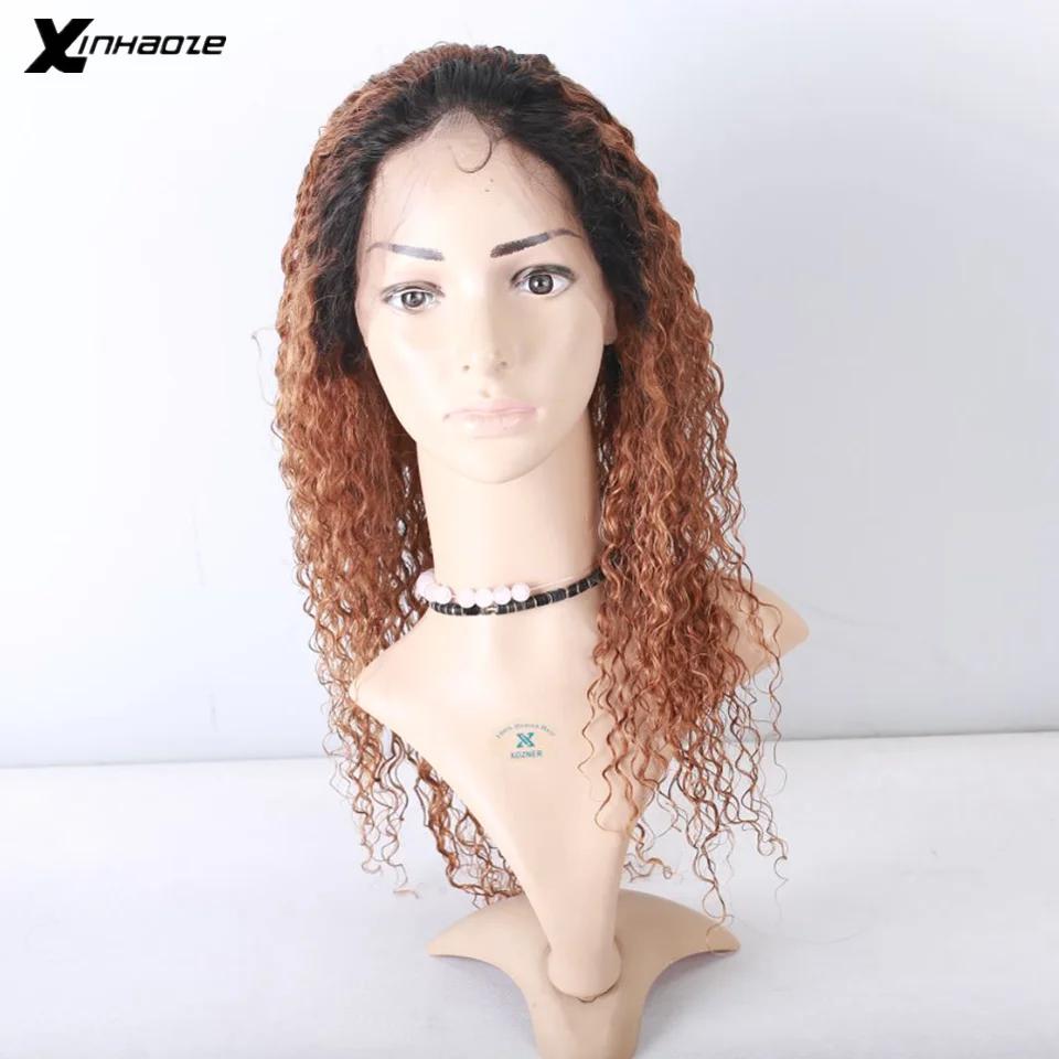 Xinhaoze 1b/30 # Омбре Remy человеческие волосы парик бразильские вьющиеся кружевные
