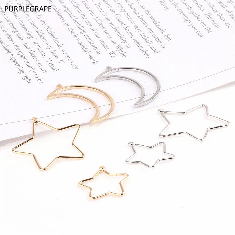 

Серьги из настоящего золота 18 карат, «сделай сам», ювелирный материал, подвеска ручной работы, кулон, луна, звезда, мелкая геометрия, 10 шт.