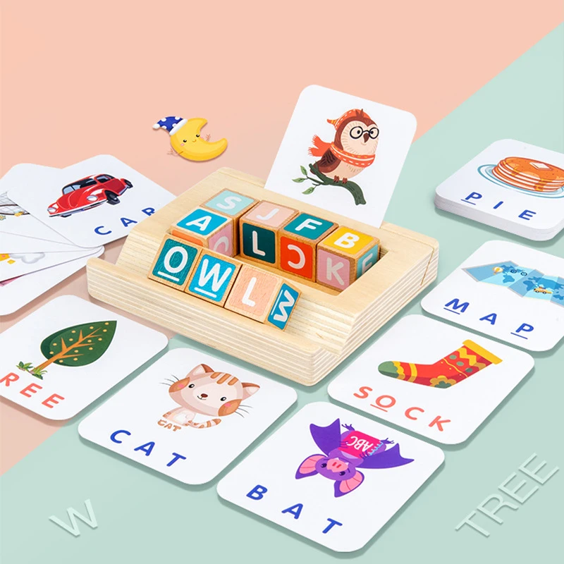 

English Practice Card Puzzles Early Teaching 26 English Alphabet Spelling Game