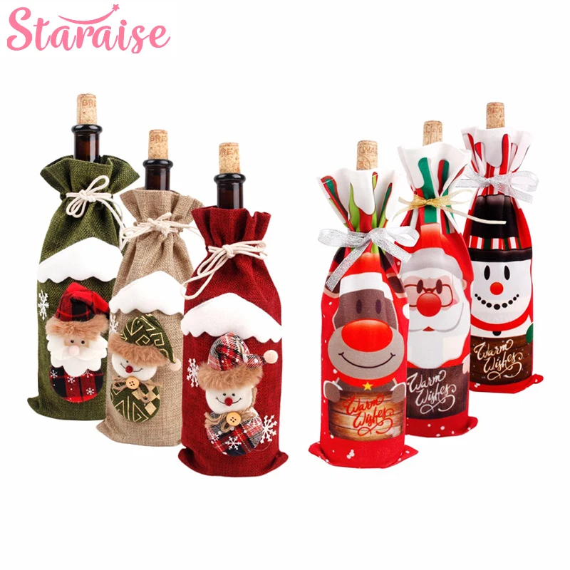 Санта Клаус/Рождественская елка крышка для бутылки вина украшения