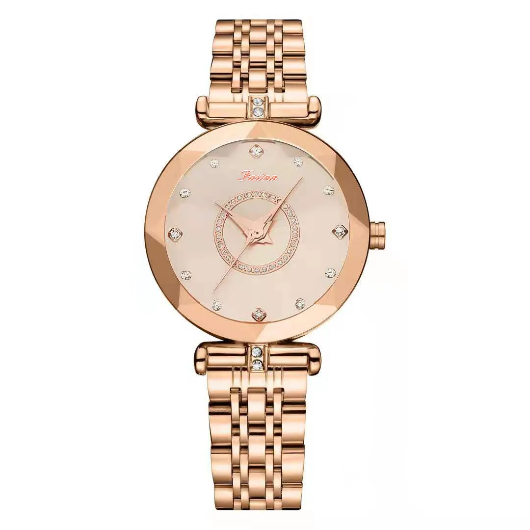 Super Luxury Rose Cold  Watches for Women Blue Crystal Spinning Cut Glass Watches Lady Waterproof  Quartz Watch + Gift Box