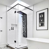 led light shower panel waterfall rain shower faucet set spa massage jet bath shower column shower mixer tap tower