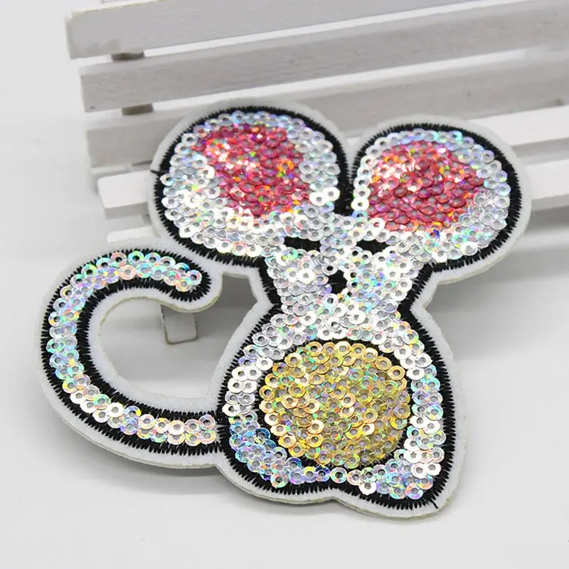 Набор из 6 патчей с милой мышкой и блестками винтажная вышитая аппликация на