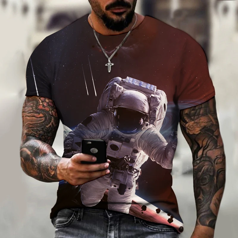 

Men Space Astronaut Graphic T Shirts Tee Men Clothing Camisetas Tops Ropa Hombre Camisa Masculina Koszulki Chemise Homme Poleras