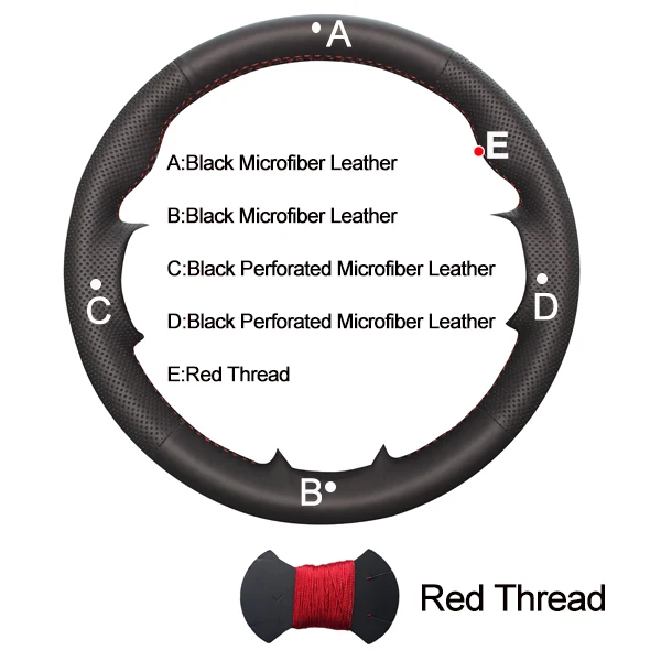 Red Thread Автомобильная крышка рулевого колеса для Subaru Forester 2005-2007 Outback Legacy 2005-2007 Оплетка на руль Volant 2006 - Название цвета: Red Thread