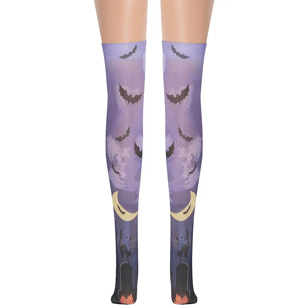 Креативные чулки с декором сделай сам для Хэллоуина клоун выше колена бледно