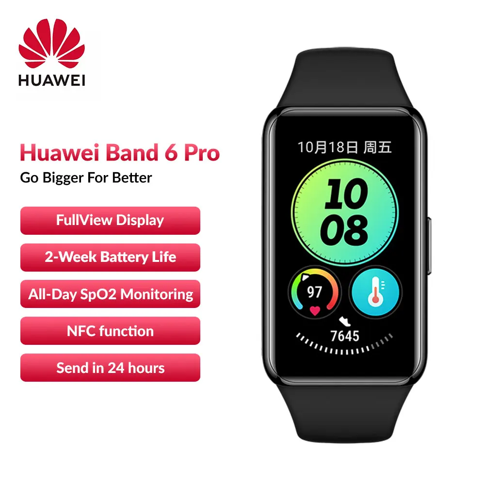 

Orioginal Huawei Band 6 pro NFC Edition smartband Heart Rate Blood Oxygen Tracker smart Fitness tracker Sleep Monitor OLED scree