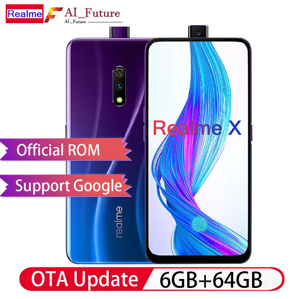 Смартфон OPPO Realme X 6 53 дюймов FHD + AMOLED 3765 мАч ГБ ОЗУ 64 Гб ПЗУ Snapdragon 710 Octa Core 2 ГГц