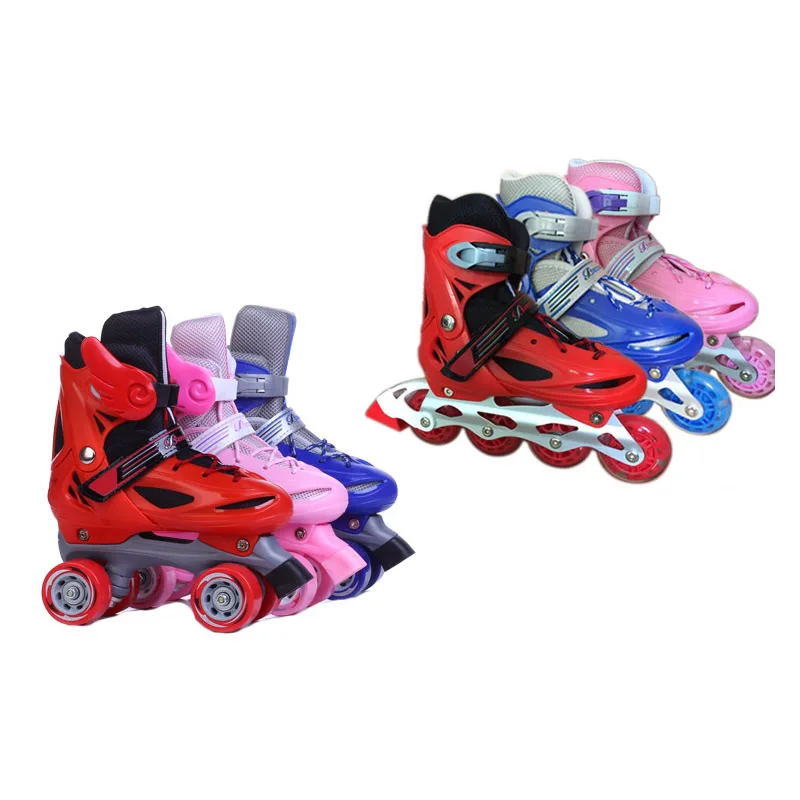 2 In 1 Roller Skates Adjustable Skating Shoes With 8pcs Inline Wheels Converts Double-Row Skate Replacements Kids Skate Shoes