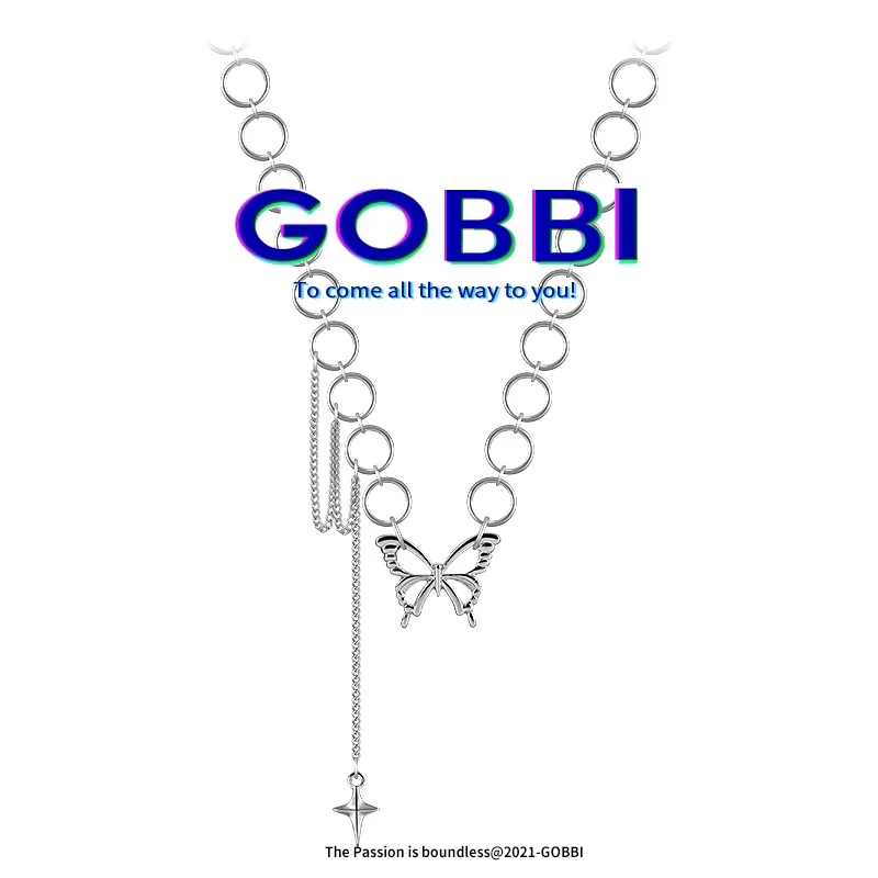 

GOBBI Punk Style Butterfly Pendant Clavicle Necklace Necklace Jewelry Female Collares Gothic Hip Hop Party Necklace Jewelry