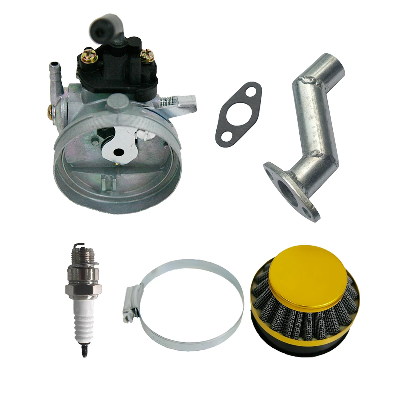 

Carburetor Connecting Head&60mm Yellow Air Filter For 49cc 80cc Motorised Bike