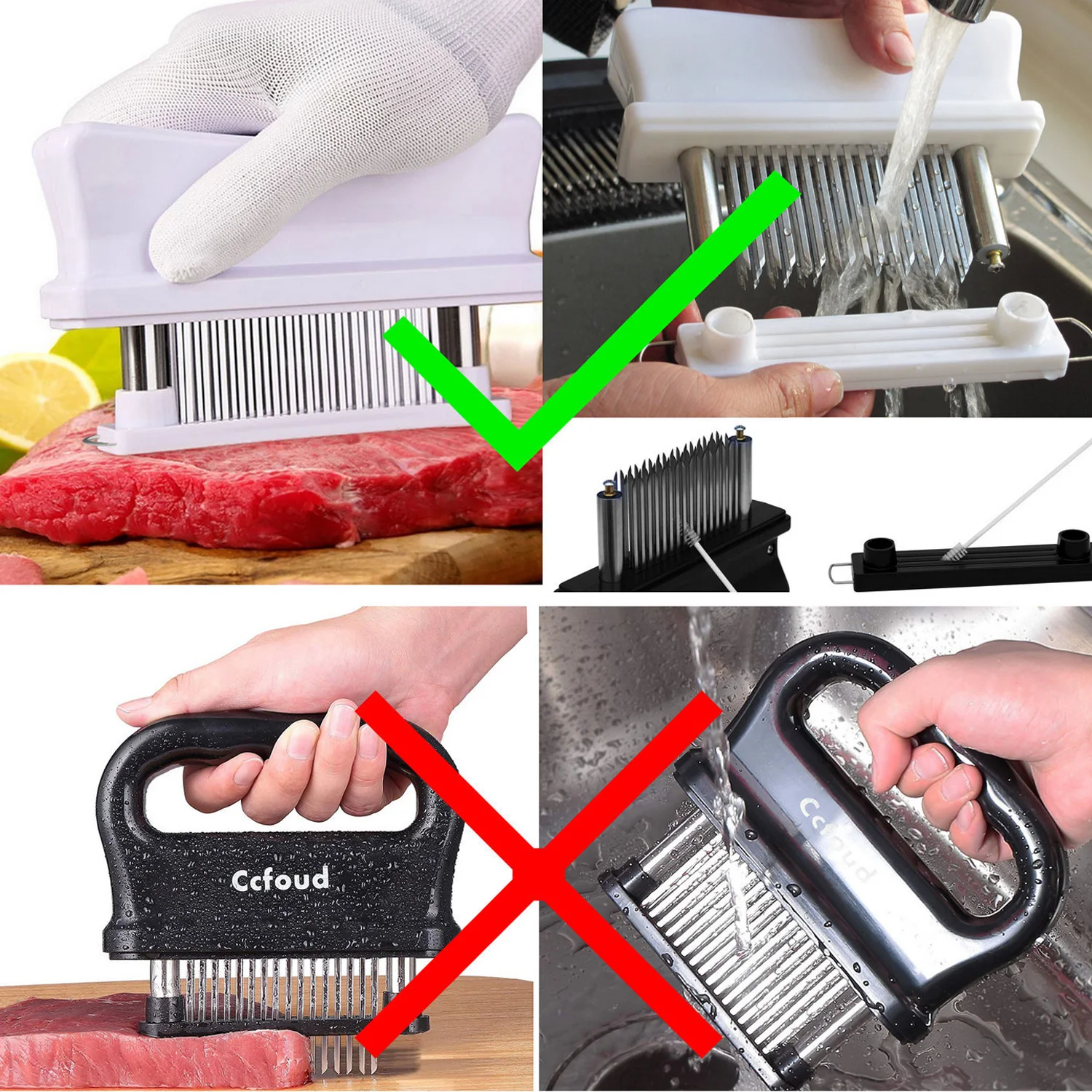 

48 Blades Needle Meat Tenderizer Stainless Steel Knife Meat Beaf Steak Mallet Meat Tenderizer Hammer Pounder Cooking Tools