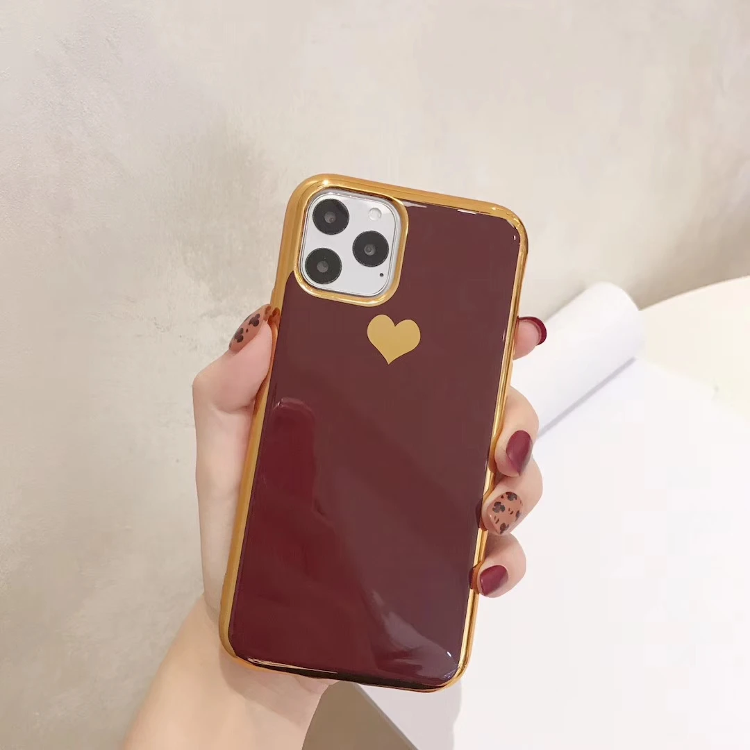 electroplate love heart cases cover for iphone 11 pro max x xs xr xs max soft tpu phone case for iphone 6 6s 7 8 plus free global shipping