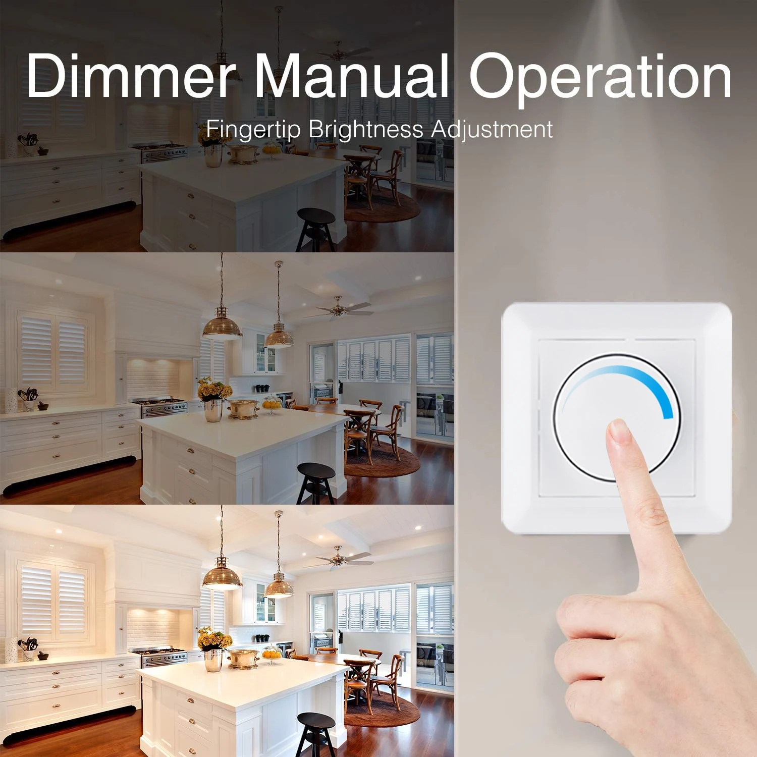 

220-240V Wall Mounted LED Dimmer On/OFF Switch Adjustable 5-200W Rotary Dimmable One Or Two Way For Led Bulb Ceiling Light