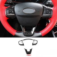for ford transit 2020 2021 accessories car steering wheel trim control button frame cover abs plastic carbon fiber 1pcs