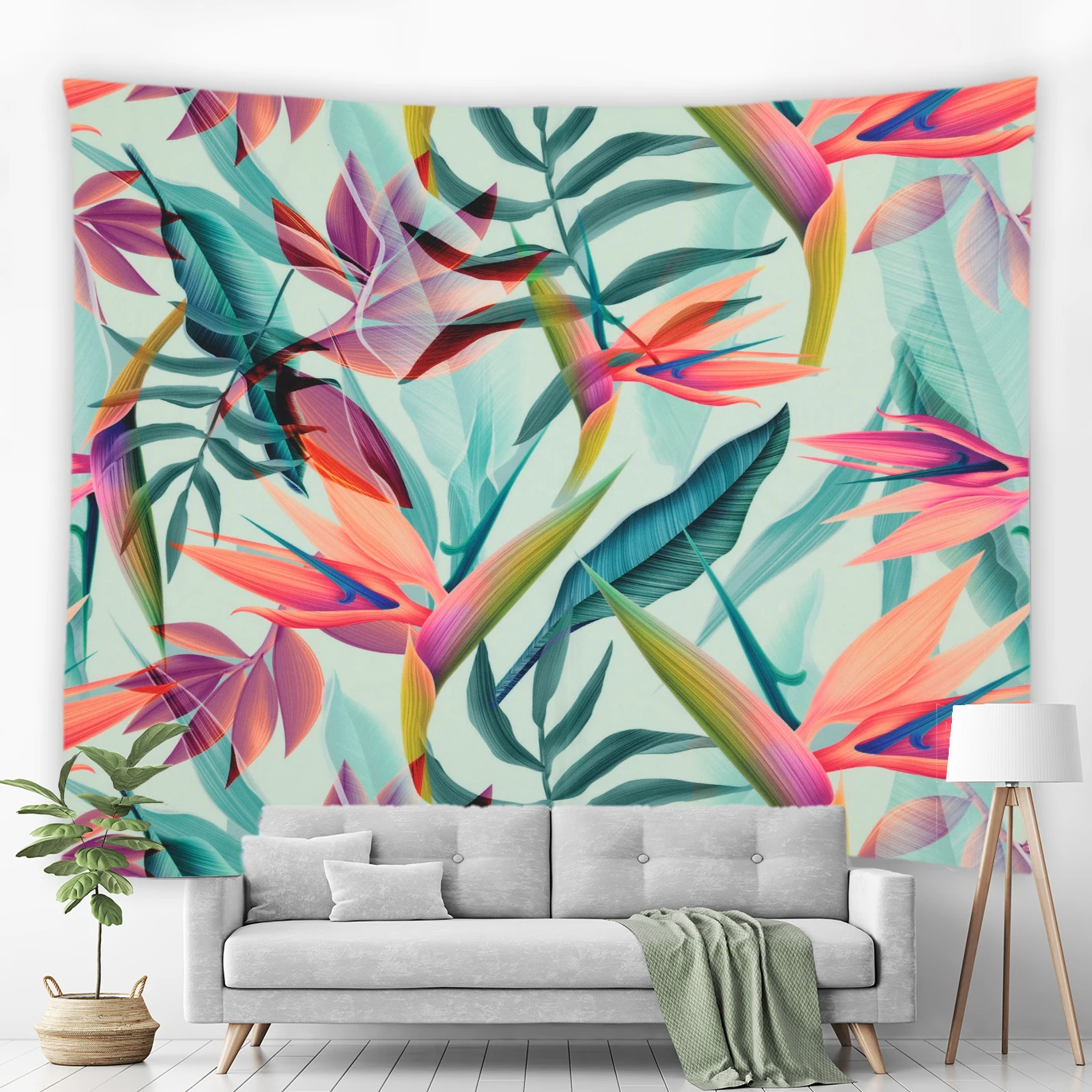 Креативное зеленое искусственное одеяло в тропическом джунглях с пальмовыми