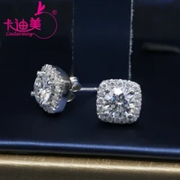 cadermay silver 925 moissanite ear studs wholesale price 6 5mmx2 1ct d vvs1 round moissanite diamond earrings jewelry