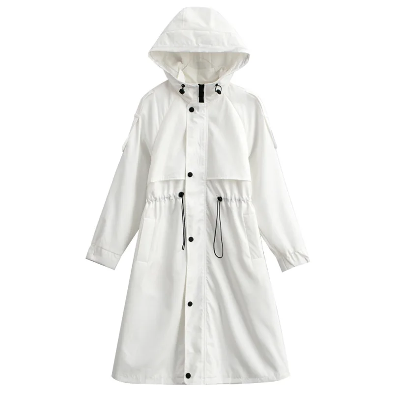 

New 2021 fashion Women's White Double-Breasted Coat ladies hot korean style long trench overcoats HK386