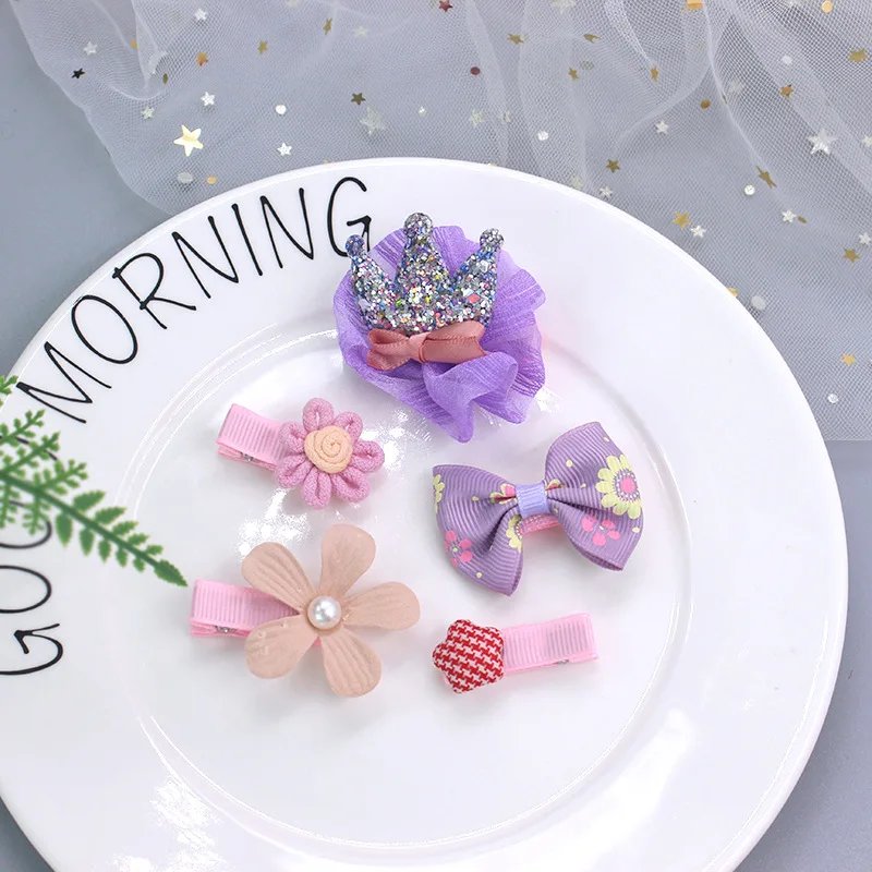 

WARMOM 5PCS Girls Hair Clips Fashion Princess Style Hair Decor Clips Baby Girl Crown Korean Cartoon Hair Clips Hair Accessories