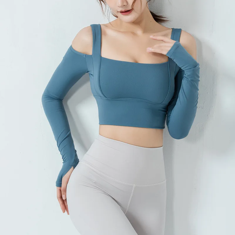 

Long Sleeve Yoga Top White Crop Tops Women Back Crossing Workout Tops Fitness Running Sport T-Shirts Training Sportswear Sexy