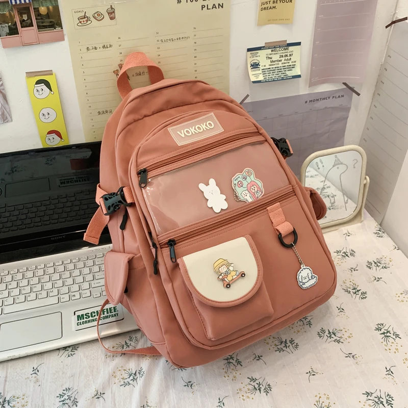 Waterproof Nylon+PVC Backpack Women Large Capacity School Backpacks for Teens Female School Bags Korean Harajuku 2020 New Ladies