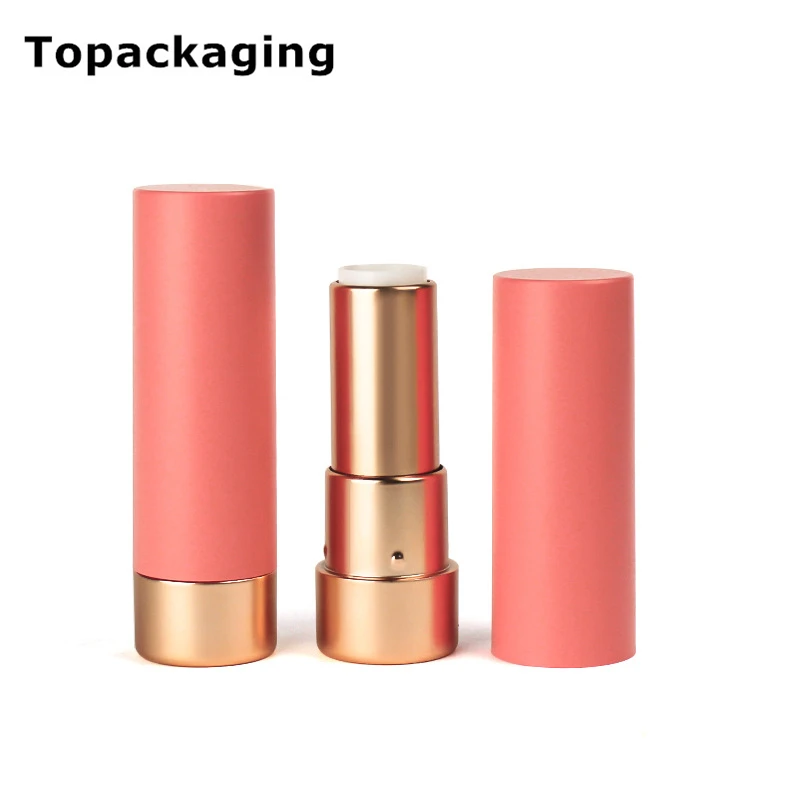2020 NEW 50pcs 12.1mm Plastic Makeup Cosmetic DIY Lipsticks Lip Balm Empty Container Matte Nude Gold Lipstick Tube Logo Printing