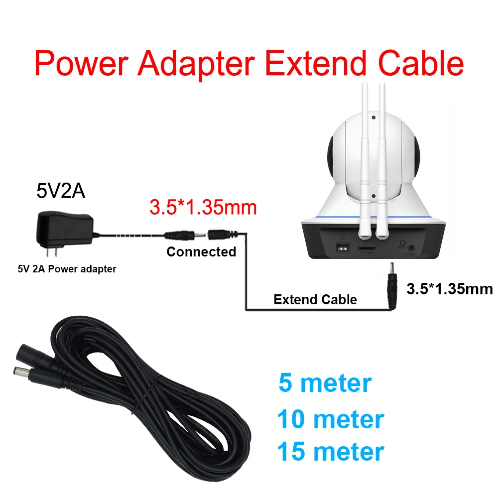 

New DC12V Power Extension Cable Male To Female2.5*6mm Connector For CCTV camera Security Black 5M 10m 15m Power cable
