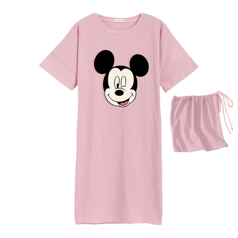 Женская ночная рубашка с коротким рукавом летняя Милая мультяшная одежда для