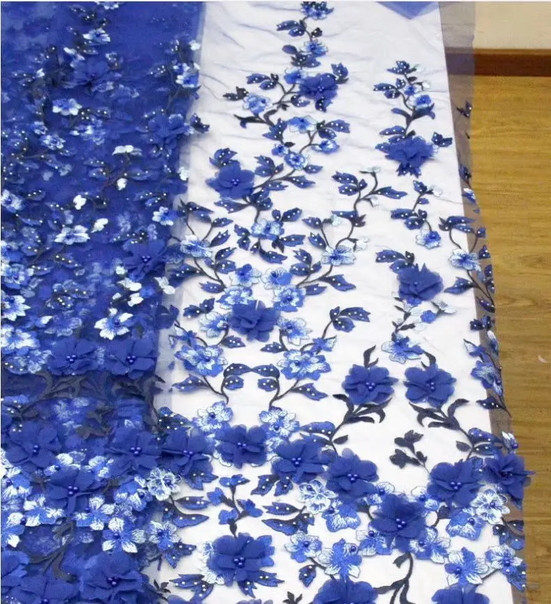 Новое поступление африканская кружевная ткань из тюля высокое качество синяя с