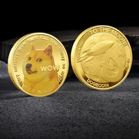 beautiful wow gold plated dogecoin commemorative coins cute dog pattern dog souvenir coins collection gifts home decor