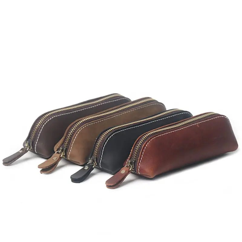 Винтажный чехол для карандашей из натуральной кожи ручной работы в стиле ретро