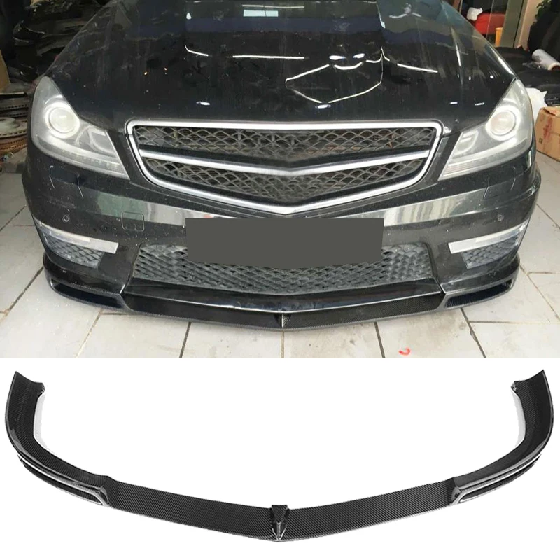 C Class углеродного волокна передний бампер спойлер для Mercedes Benz W204 C204 C63 AMG 2012 2014