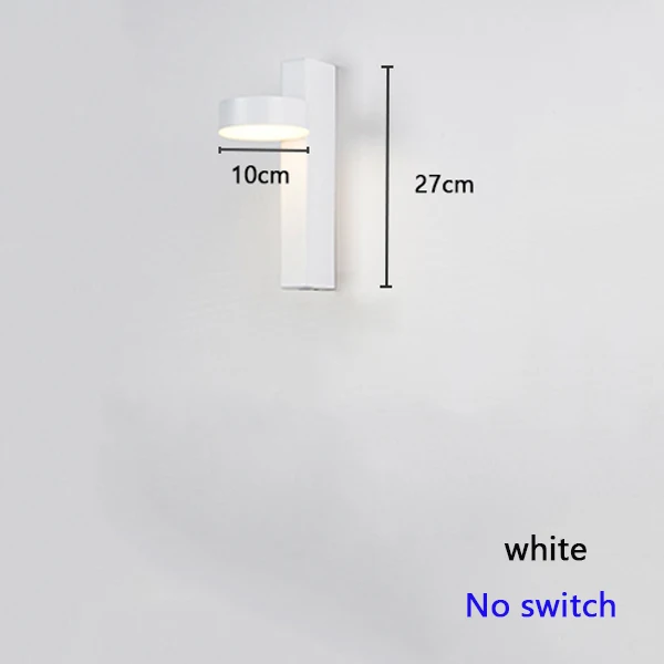 white-no switch Светодиодный настенный светильник с переключателем регулируемые 3 видов цветовая температура белого и черного цвета бра для спальни гостиной светодиодный настенный светильник - Цвет абажура: white-no switch