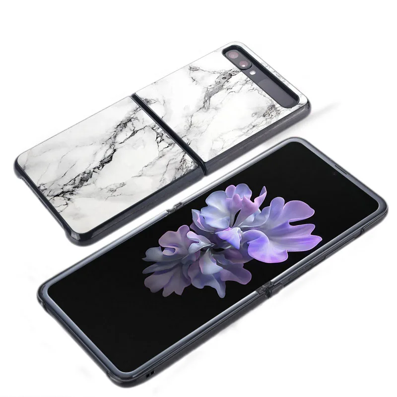 Luxury Tempered Glass Fold Case For Samsung Galaxy Z Flip Marble Hard Shockproof Back Cover for ZFlip