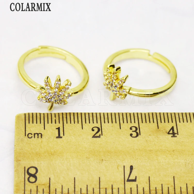 

8Pcs Zircons Maple leaf rings Adjustable Gold color ring Metal rings accessories jewelrys for women Rings jewelry ring 8405