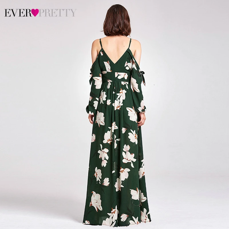 Vestido De Formatura/платья для выпускного вечера с цветочным принтом; милое ТРАПЕЦИЕВИДНОЕ ПЛАТЬЕ С v-образным вырезом и холодным рукавом; элегантные вечерние платья