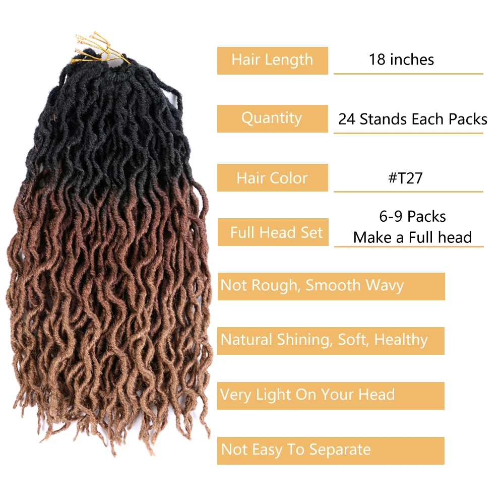 DAIRESS 18 "Искусственные локоны в стиле Crochet волосы дредлок для наращивания Nu Locs