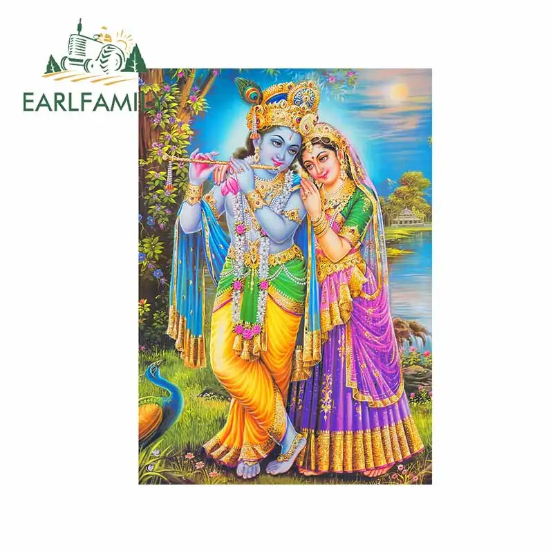 

EARLFAMILY 13 см x 9,2 см для лорд радша Кришны, индуистские автомобильные наклейки, наклейка, фургон, бампер, мультяшный мотоцикл, графика, автомобильные аксессуары