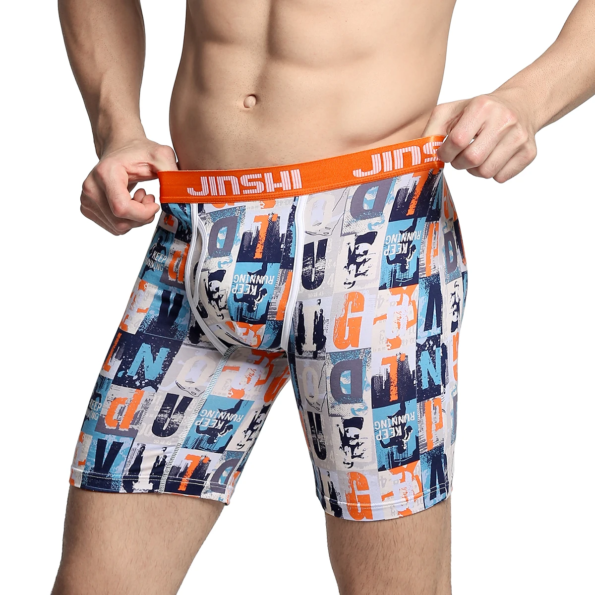 Mens Underwear Boxer Briefs Long  Printing Bamboo Breathable Comfortable No Ride Up Male Panties Shorts Homme Boxershorts