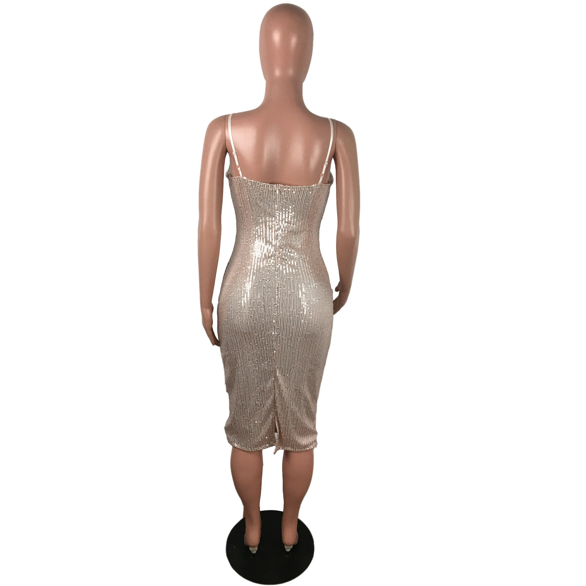 

Sexy Sequined V Neck Party Dress Elegant Backless Luxury Night Club Bodycon Women Dress Vintage Spaghetti Strap Dress Vestidos