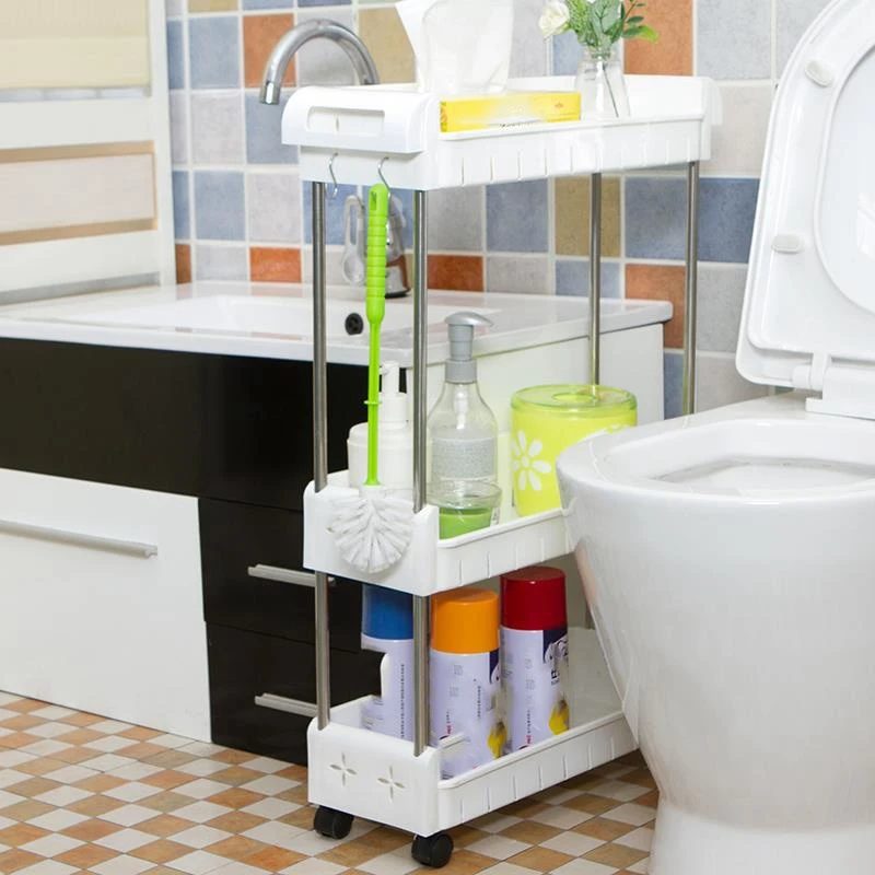 3 яруса кружевных тонкий тележка для хранения мобильный стеллаж пластиковая