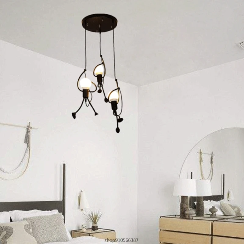 

Litter Man Climbing Pendant Light Modern Hanging Lamp Shade Creative Iron People Decor for Baby Kid Room Ceiling Lamp Wholesales