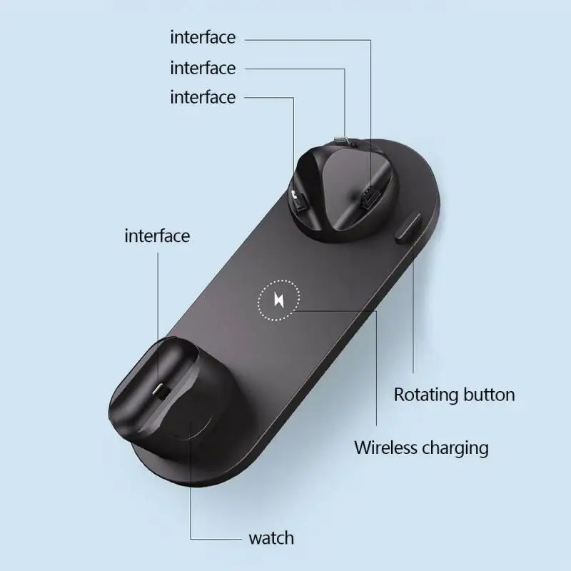 Беспроводная зарядная подставка 6 в 1 10 Вт для Apple Watch 5 4 3 2 iPhone 11 X XS XR 8 Airpods Pro Qi