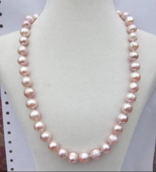 Billig 18 Zoll 10-11mm AAA Südsee Rosa Lila Natürliche Perle Halsketten 925 Silber Verschluss