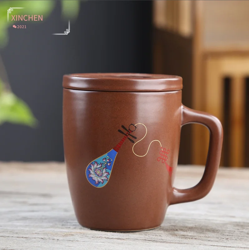 

Coffee Cups Guochao Retro Mug Tazas De Cafe Tazas De Ceramica Creativas Household Couple Cups Bubble Tea Cup with Cover