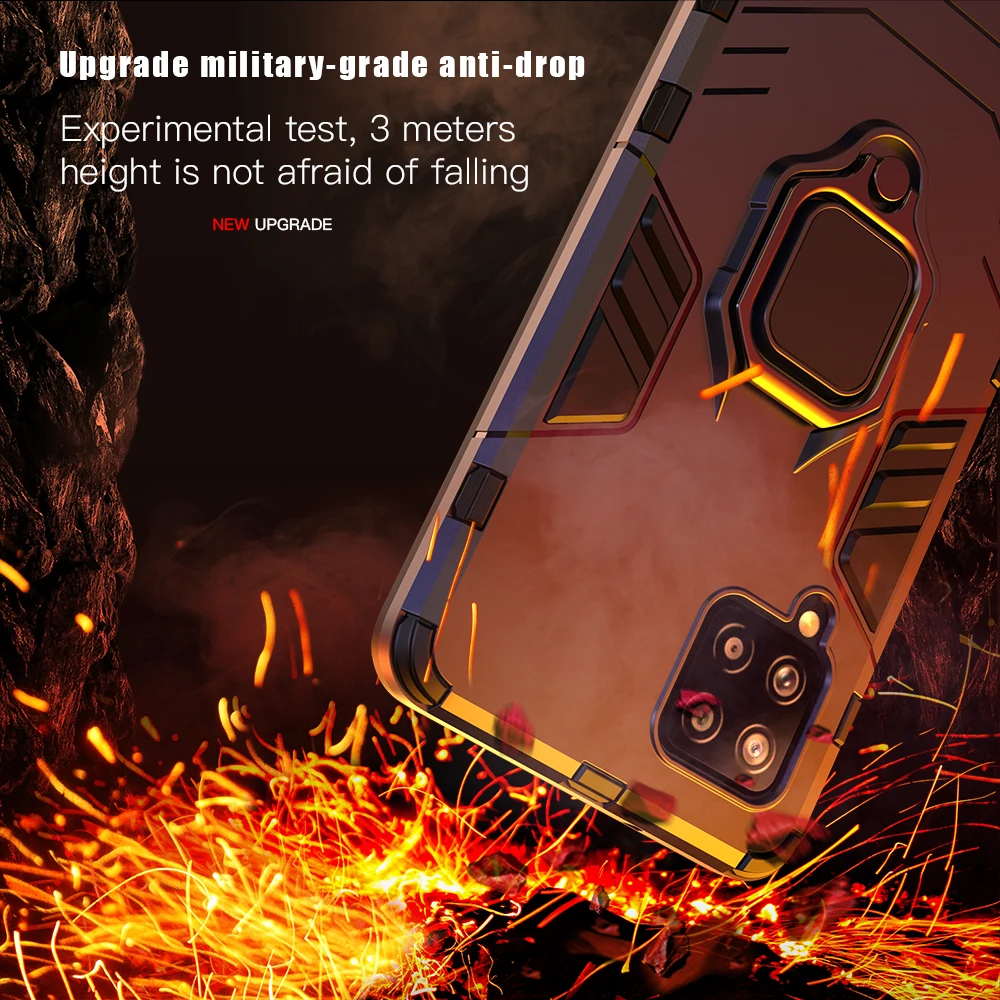 Чехол KEYSION Shockproof Armor для Samsung A42 5G A32 A12 A22 A82 с кольцевой подставкой на заднюю панель телефона Galaxy M32 M12 A01 Core A11 A31.