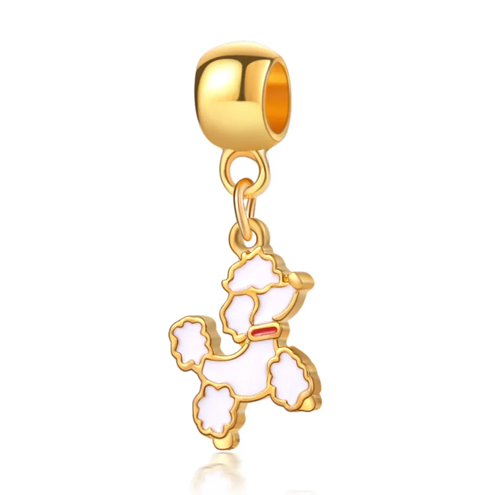 

1 шт. новый милый золотой кулон собака DIY Бусины Подходит для оригинального Pandora Шарм браслет дамы ювелирные изделия подарки