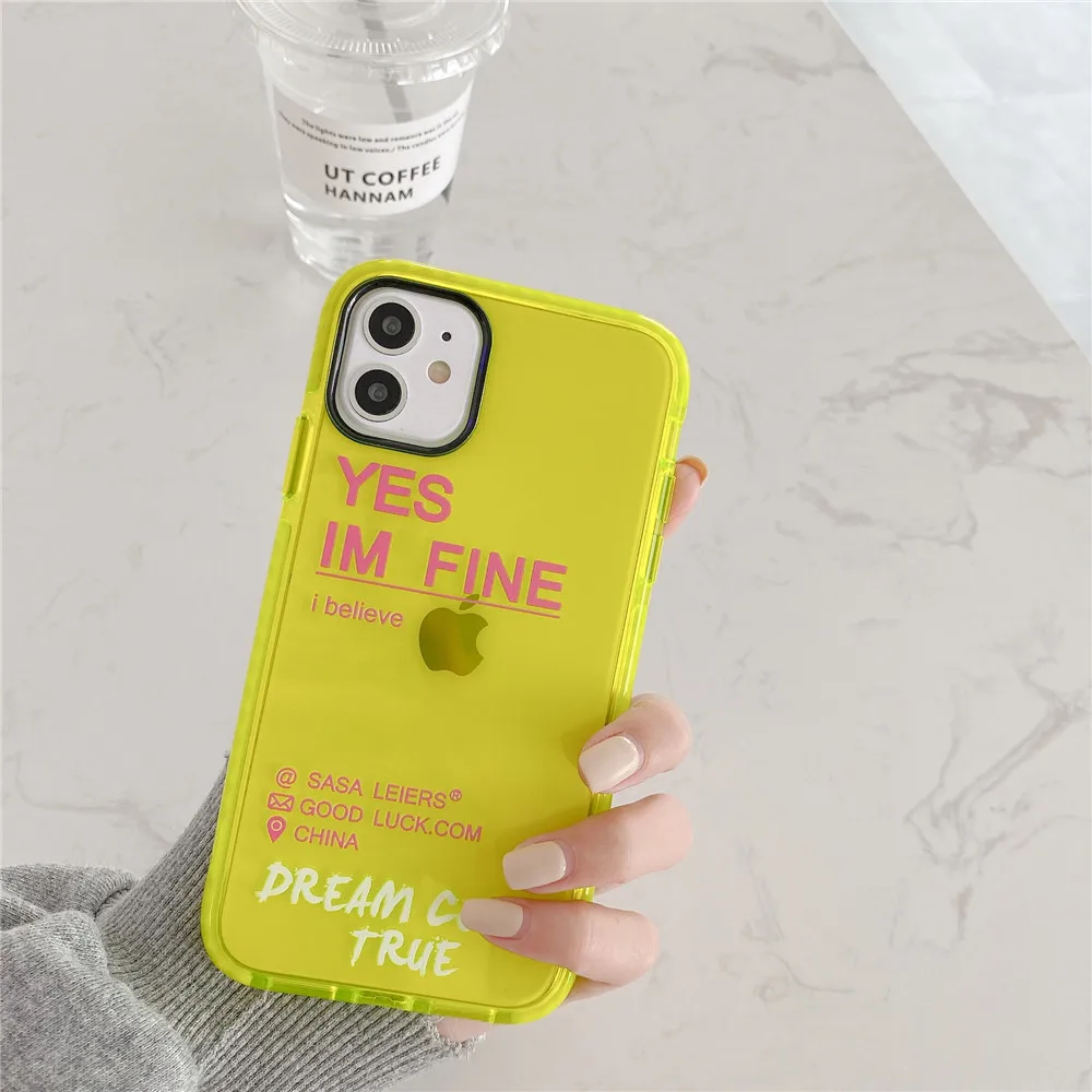 Флуоресцентный цветной чехол для телефона с надписью iPhone 11 Pro Max XR X XS 7 8 Plus