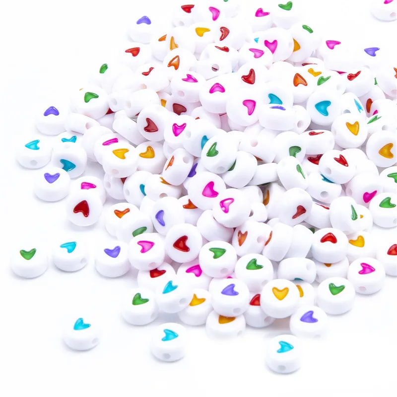 Небольшой заказ 100 шт. 4*7 мм плоские круглые акриловые бусины в форме сердца