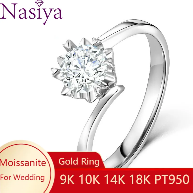 Обручальное кольцо 14 к 585 из белого золота с круглой огранки 1ct 6 5 мм EF Цвет
